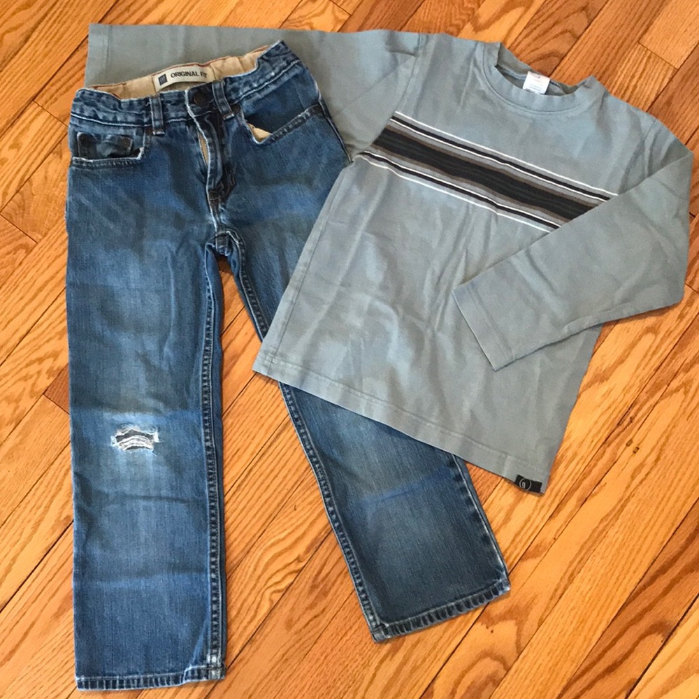 Boy’s Size 6 Gap distressed jeans & Gymboree top